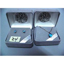 Sterling silver necklace and earrings, the stone is called Arctic Ice and the earrings are for pierc