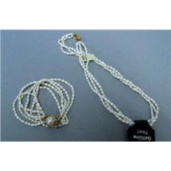 Multi-strand fresh water pearl necklace and bracelet (2)