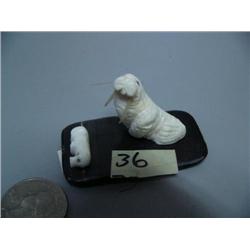 Stock #70f, mother and child walrus mounted on baleen by Robert Apatiki (2)