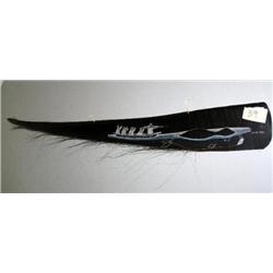 40" baleen beautifully scrimshawed with 4 Eskimo whale hunters in umiak and whale by Oscar Sage (2)