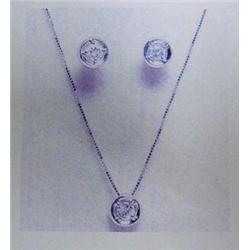 Diamond Earring and Pendant and Chain Set 14 K white gold- diamonds are round brilliant cut approx. 
