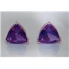 Image 1 : Amethyst Earrings 14 K yellow gold- amethyst are trillion, faceted approx. 1.50 carats, transparent 