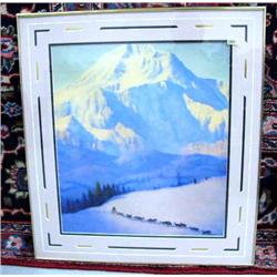 Picture of Mt. McKinley with dog team, double-matted and framed (53)