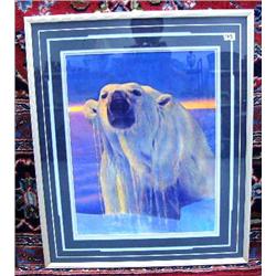 Double-matted and framed polar bear picture- in style of Machetanz but is not Machetanz (53)