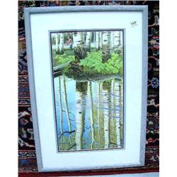 Man fishing print, double-matted and framed (53)