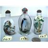 Image 2 : Lot of 3 snuff bottles: 2 China porcelain; 1 reverse glass painted from the inside (2)