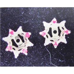 Ruby and Diamond Earring Jackets 14 K yellow gold- rubies are round, faceted approx. 0.25 carats, se