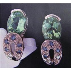 Peridot and Diamond Earrings 10 K yellow gold- peridot are oval faceted approx. 1.00 carats, transpa
