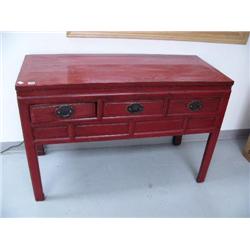 Red table- 33" H, 49" W, 20-1/2" D (8888)
