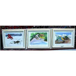 Lot of 3 Steve Hillyer Alaska Aviation prints, framed (53)