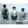 Image 2 : Lot of 3 snuff bottles: 1 China porcelain; 2 reverse glass painted from the inside (2)