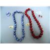 Image 1 : Lot of 2 coral bead necklaces and earrings: 1 is blue coral (Heliopora Coerulea); other is red coral
