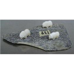 6" Long  Scene Whalebone with 3 Ivory Musk ox on Bone by Robert Kokuluk (2)