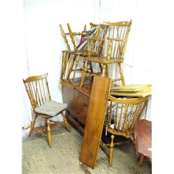 Hard rock maple 5 chairs and table made by Nichols & Stone Co. in Massachusetts and each chair is st