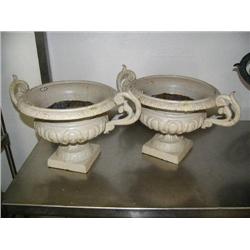 Pair of cast iron planters 10" tall (500)