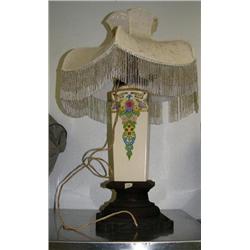 Antique art nuevo style lamp with roses painted on it (2)