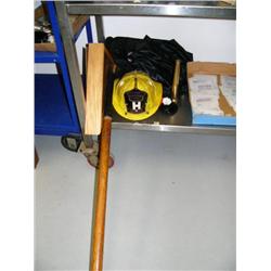 Lot of: yellow fireman's hat; black graduation gown and cap; fireman's hook; etc. (64)