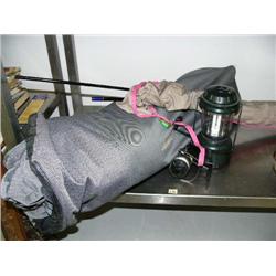 Fishing rod and reel; lantern; MacCabee camping equipment (64)