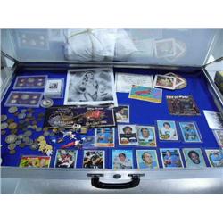 Collection of football cards; coins from USA and Jamaica; 2 1984 United States Proof Sets; assorted 