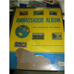 "Ambassador Album for Stamps of the World" stamp collection- stamps from all over the world-- Albani
