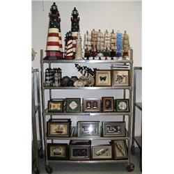 Lot of: 7 model ships; 22 model lighthouses (3 are approx: 31" tall, 12 are approx. 15" tall, and 7 