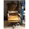 Image 2 : Group of 2 assorted chairs - includes oak executive office chair & leather armchair