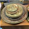 Image 2 : Group of misc. decorative plates w/ 1 silver percolator coffee urn - includes brass, wood, silver (n