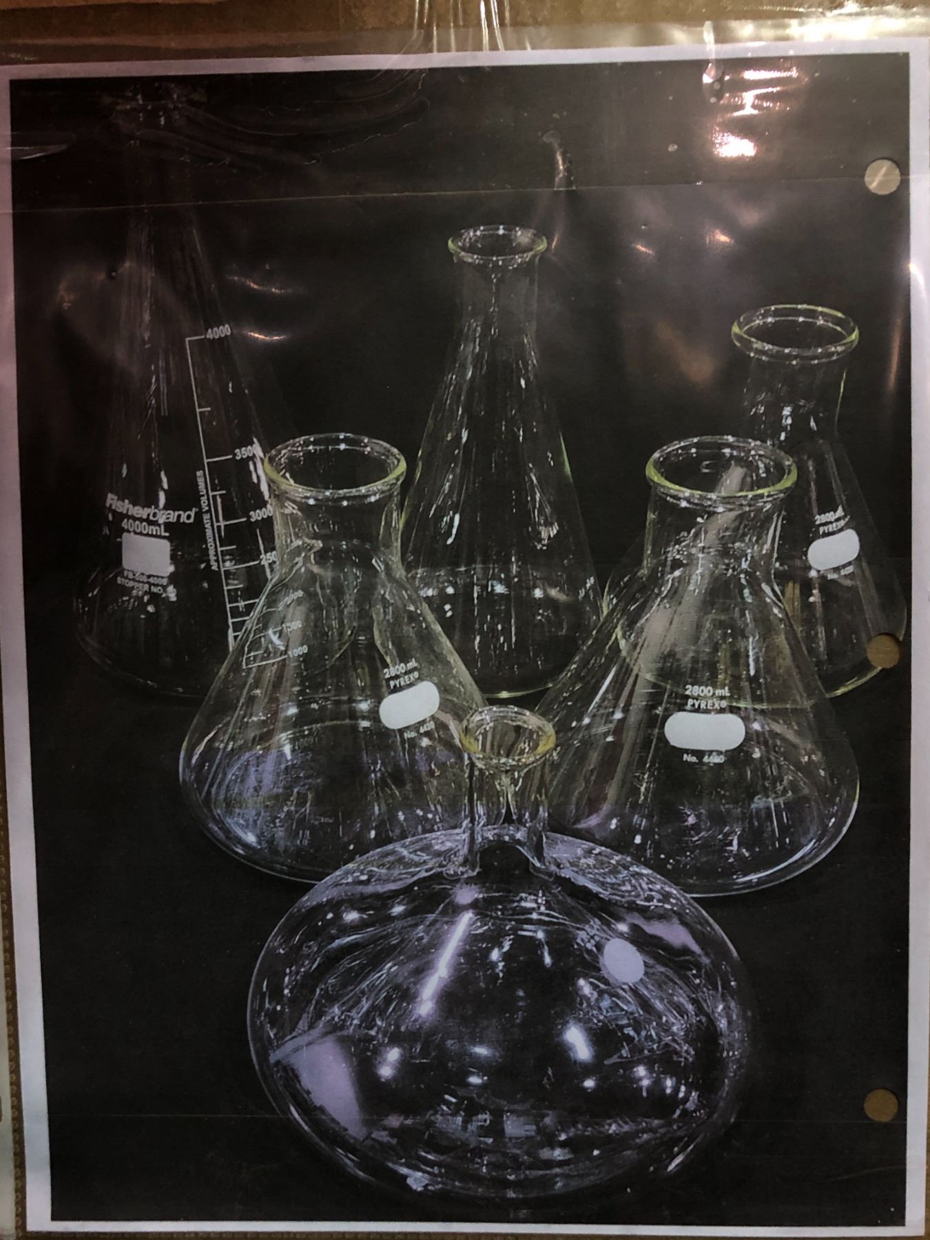 Fishner Glass Box full of laboratory glassware - includes glass fishner scientific 4L ...