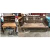 Image 1 : Group of 2 items - includes wooden bench (approx 58" W x 22" L x 33" H & postal sorting desk (approx