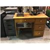 Image 1 : Wooden 4-drawer desk - approx 42" W x 24" L x 30" H & filing cabinet - approx 27" H