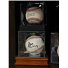 Image 2 : Shelf lot of baseball collectibles - 5 balls with display case (1 signed) & 1 miniature baseball glo