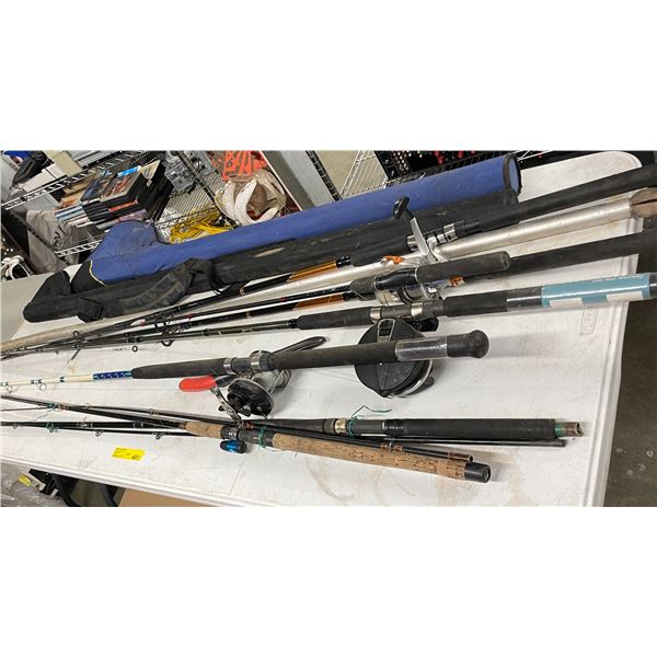 Large group of fishing rods