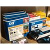 Image 2 : Group of assorted office supplies - includes HP ink cartridges / Card scan / premium photo paper etc