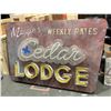 Image 1 : Large 'Maggie's Cedar Lodge' Neon sign - approx 80inW x 54 1/2inH x 7inD (wires needs replacing)