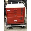 Image 2 : Metal red 4-drawer tool box on casters