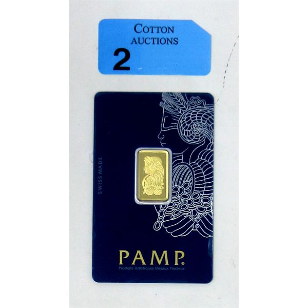 5 Gram .9999 Fine Gold PAMP Suisse Certified Bar 