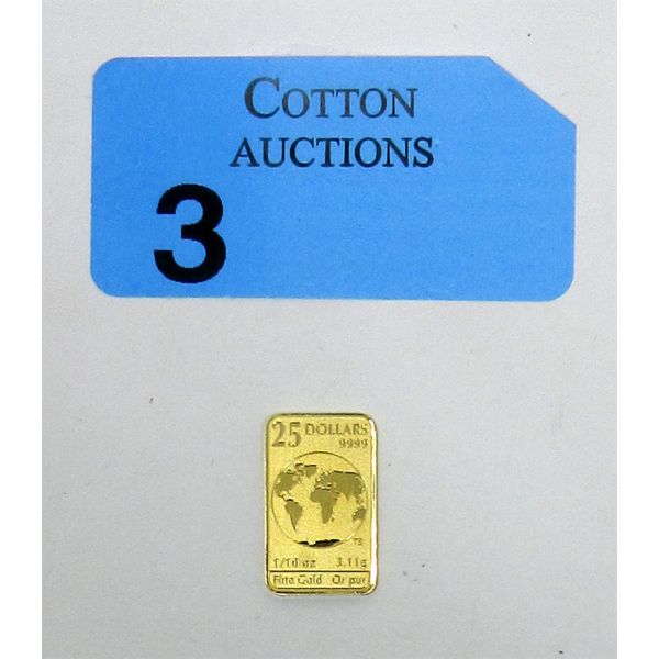 1/10 Oz .9999 Fine Gold 2017 Legal Tender Bar 