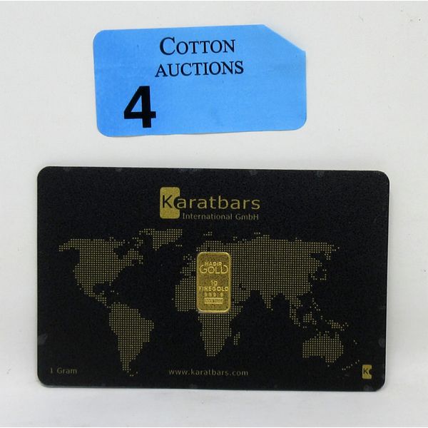 1 Gram .9999 Fine Gold Nadir Mint Certified Bar 
