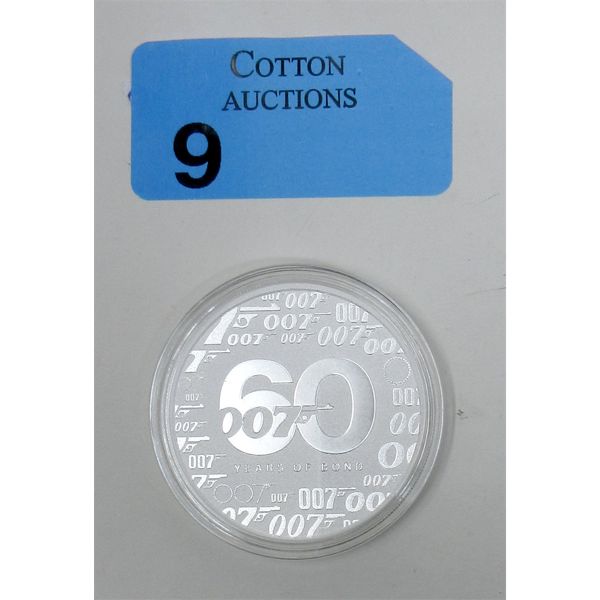 1 Oz .9999 Silver 2022 007 James Bond 60 Years Coin 