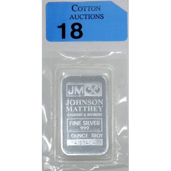 1 Oz .999 Silver Johnson Matthey Bar 