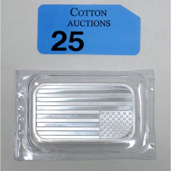 1 Oz .999 Silver 2-Sided American Flag Bar 