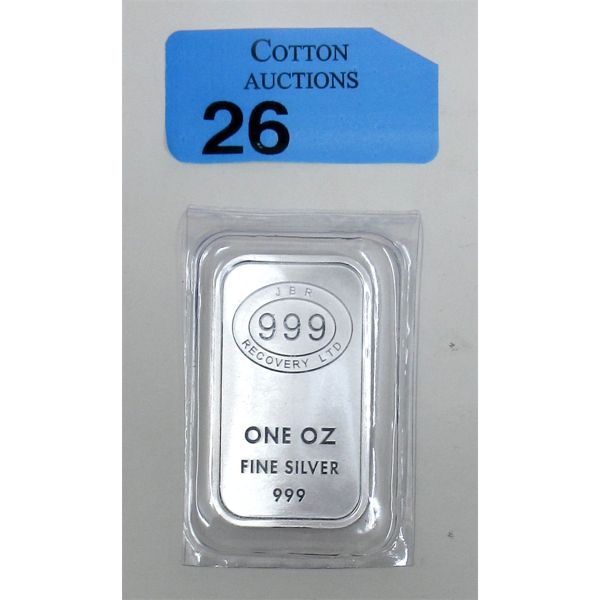 1 Oz .999 Silver JBR Ethically Sourced Bar 
