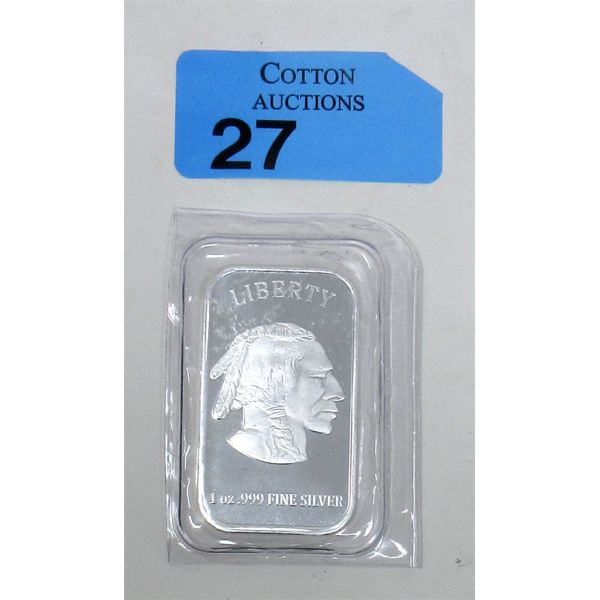 1 Oz .999 Silver USA Indigenous/Buffalo Bar 