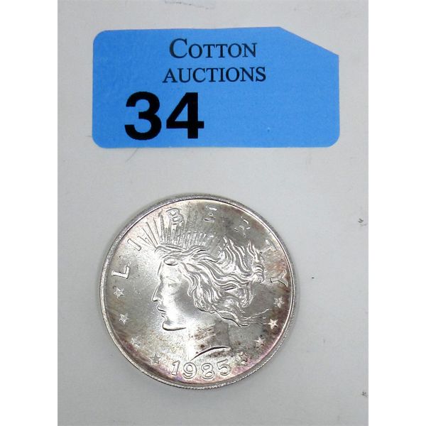 1 Oz .999 Silver 1985 Morgan Head Round 