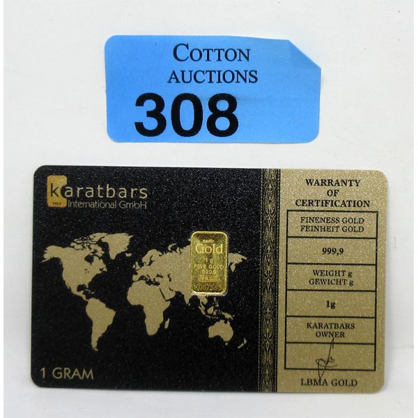 1 Gram .9999 Fine Gold Nadir Mint Certified Bar 