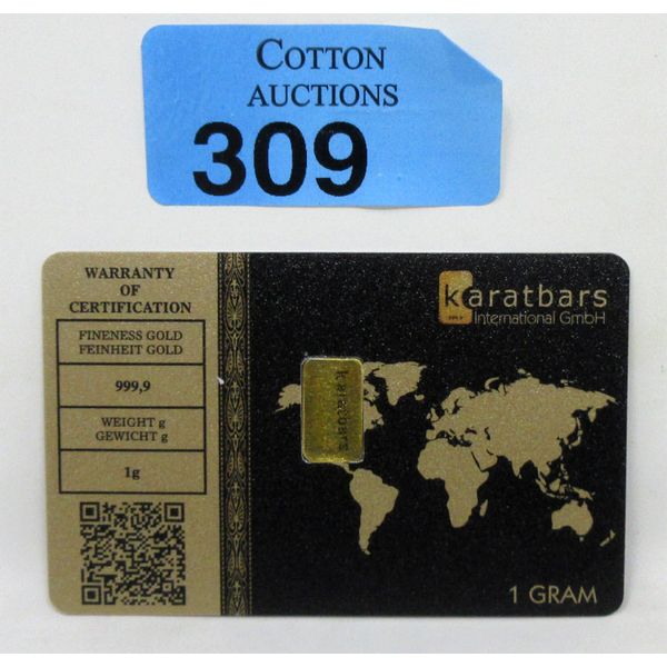 1 Gram .9999 Fine Gold Nadir Mint Certified Bar 