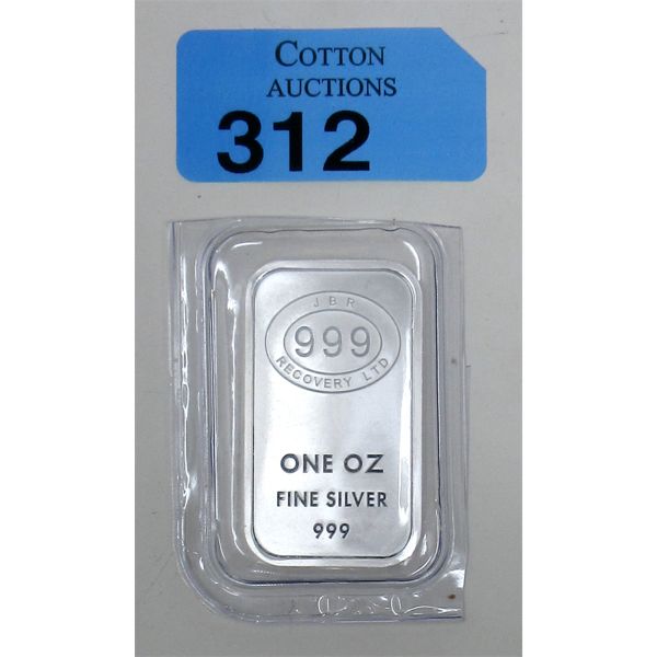 1 Oz .999 Silver JBR Ethically Sourced Bar 