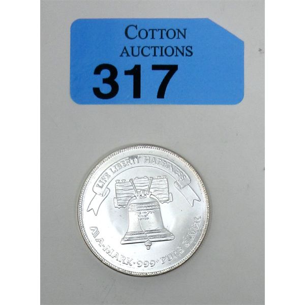 1 Oz .999 Silver Liberty/Bell A-Mark Round 
