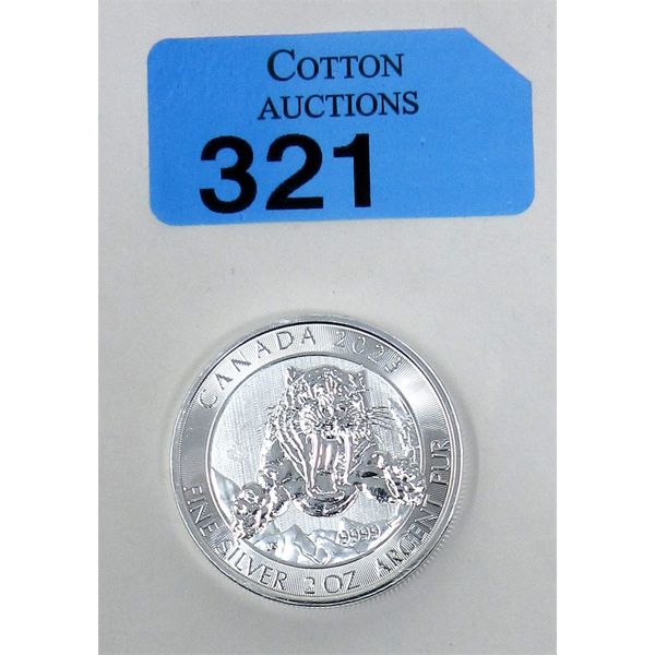 2 Oz .9999 Silver 2023 Sabretooth Tiger Coin 