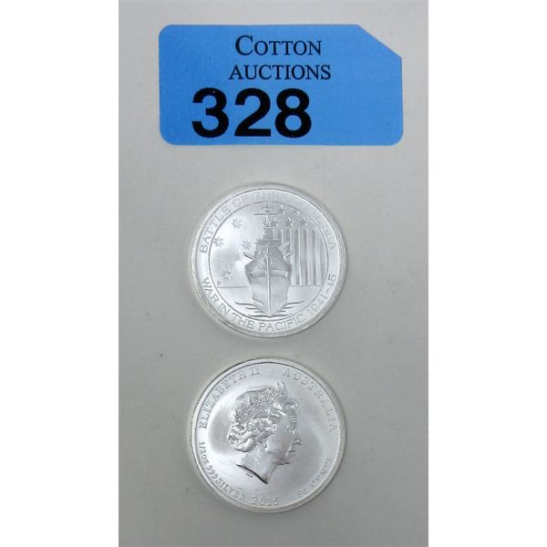 2 x 1/2 Oz .999 Silver 2015 Battle of the Coral Sea Coins 